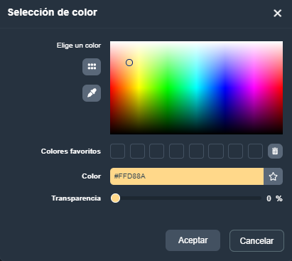 Paleta de colores canvas en módulo paneles