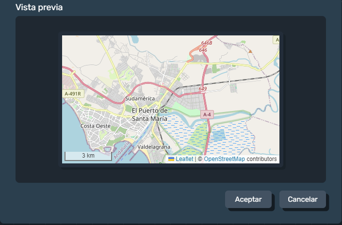 Vista previa mapa en paneles de la interfaz gráfica de Dragsa