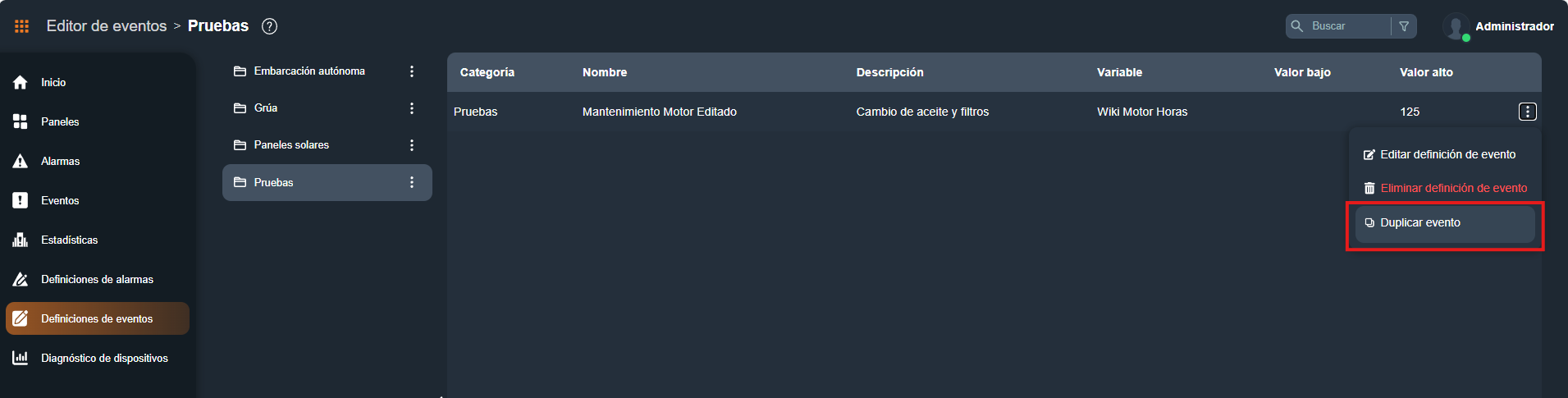 Clonar evento en la interfaz gráfica de Dragsa