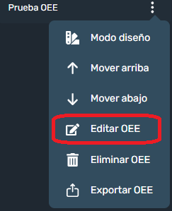 Editar oee en modulo OEE de interfaz gráfica en Dragsa