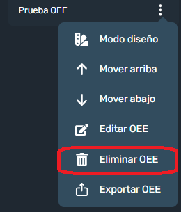 eliminar OEE en modulo OEE de interfaz gráfica en Dragsa