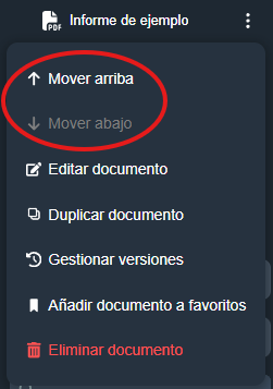 Ordenar documento en la interfaz gráfica de Dragsa