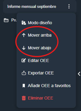 Ordenar OEE en modulo OEE de interfaz gráfica en Dragsa