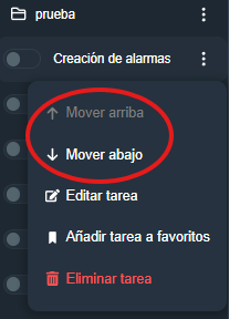 Ordenar tareas en la interfaz gráfica de Dragsa