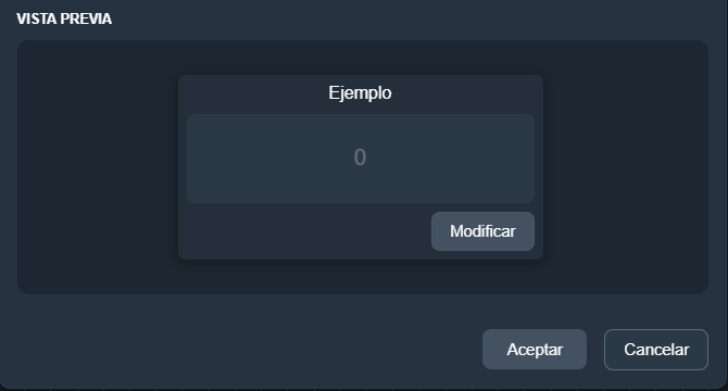 Vista previa del elemento entrada de valor en paneles de la interfaz gráfica de Dragsa