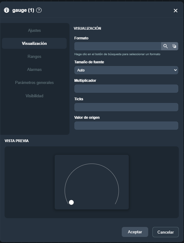 Parámetro visualización indicador circular en paneles de la interfaz gráfica de Dragsa