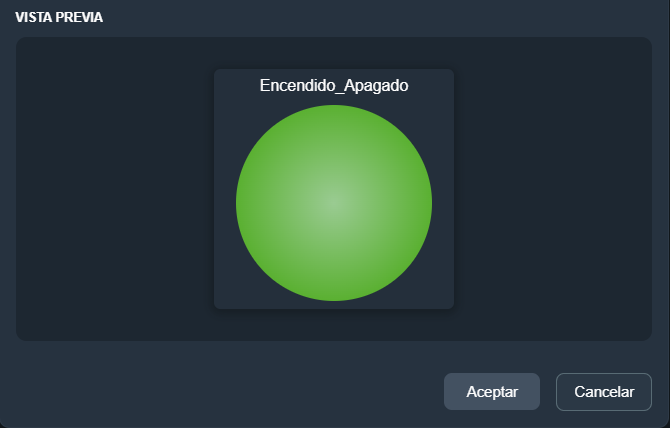 Vista previa indicador LED en paneles de la interfaz gráfica de Dragsa