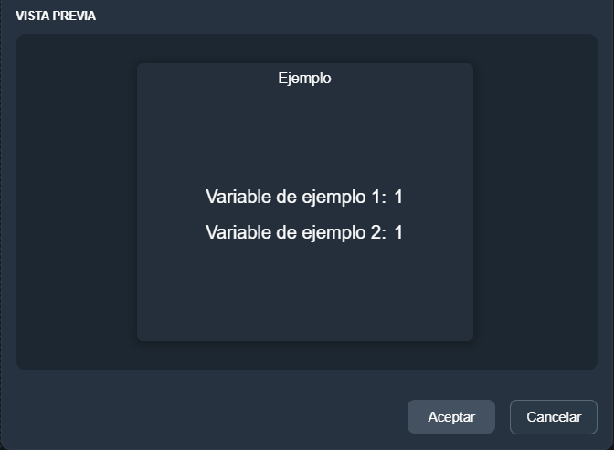 Vista previa lista de variables en paneles de la interfaz gráfica de Dragsa