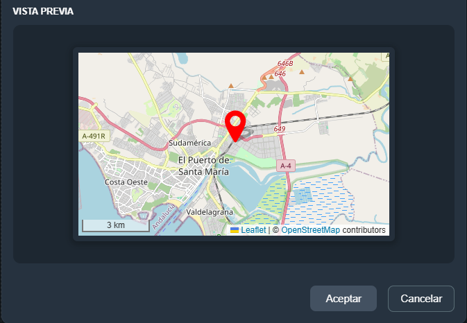 Vista previa mapa en paneles de la interfaz gráfica de Dragsa