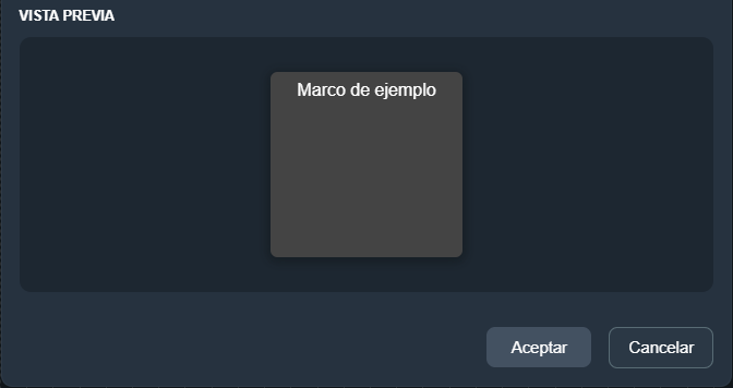 Vista previa del elemento marco en paneles de la interfaz gráfica de Dragsa