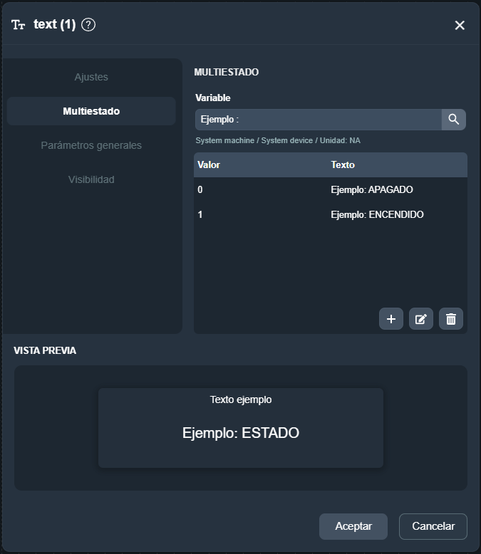 Vista previa elemento texto en paneles de la interfaz gráfica de Dragsa