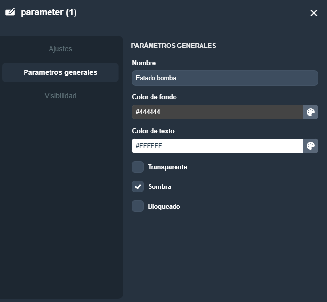 Vista de la pestaña Parámetros generales del elemento parámetro en el módulo paneles de Dragsa