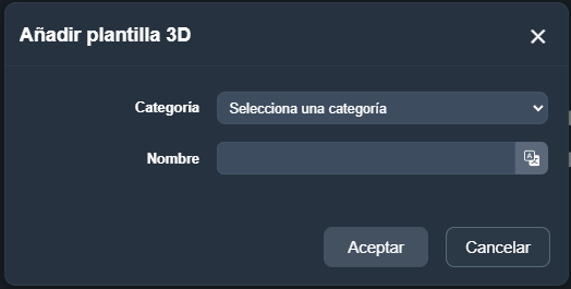Modal Añadir plantilla 3D