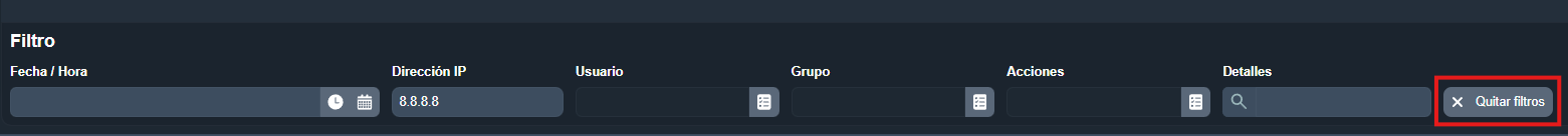 Quitar filtro de actividad de usuario en el apartado actividad de usuarios en Dragsa