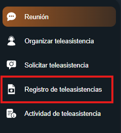 Apartado de registro de teleasistencias