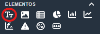Botón del elemento de texto en modo diseño de plantillas en la interfaz gráfica de Dragsa