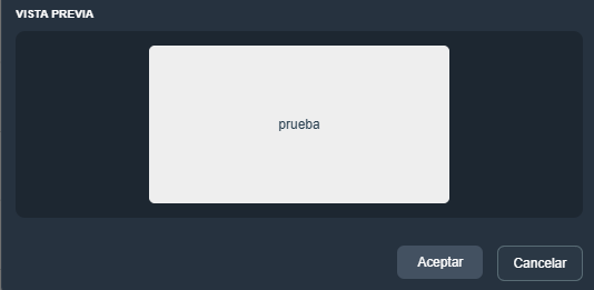 Vista previa del elemento de texto en modo diseño de plantillas en la interfaz gráfica de Dragsa