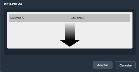 Vista previa del elemento tabla de datos en modo diseño de plantillas en la interfaz gráfica de Dragsa